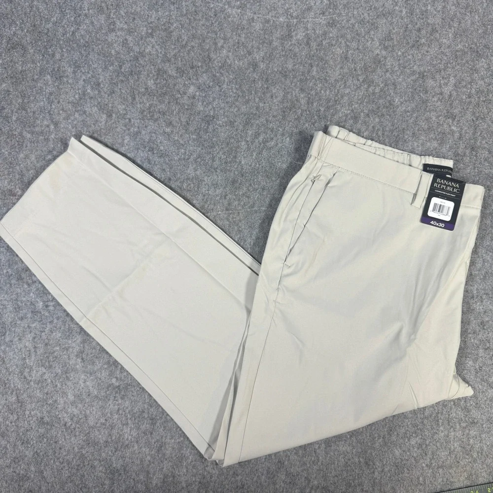 Banana Republic Commuter Flex Pant Mens 40x30 Beige Technical Chino New